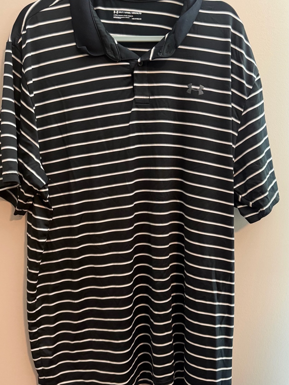 Under Armour Men’s Black Polo with White Stripes